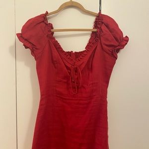 Reformation linen mini dress tie front